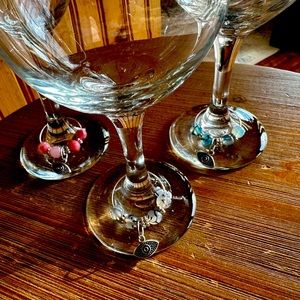 Handmade by me wine glass charms with different color genuine agates. Set of 3